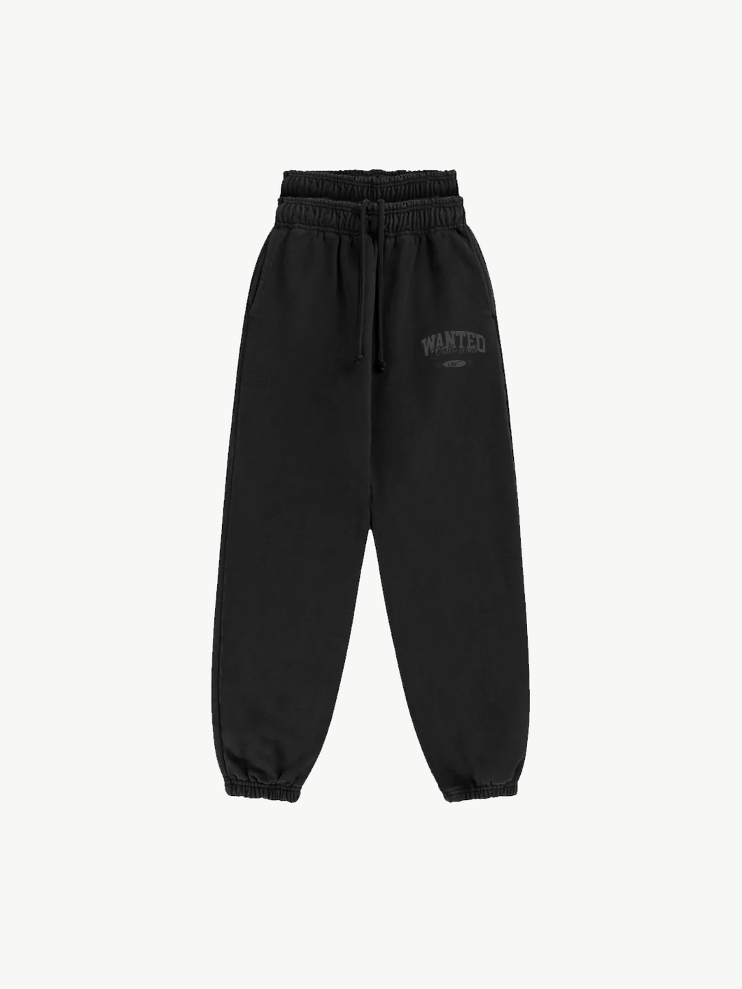 WANTED DOUBLE WAISTED SWEATPANTS - BLACK
